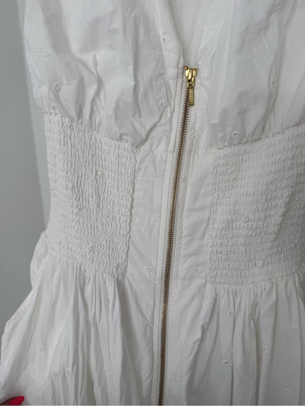 Anthropologie Tommie White Eyelet Zip-Front Midi Dress - Picture 5 of 6
